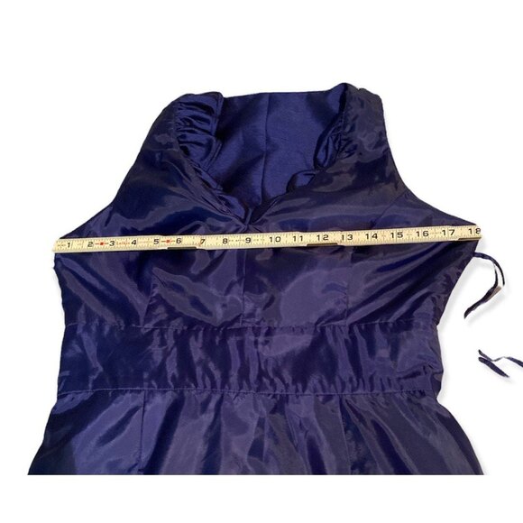 Evan Picone Royal Blue Ruffle Neck Bow Accent Sheath Dress Size 8 - Picture 7 of 12
